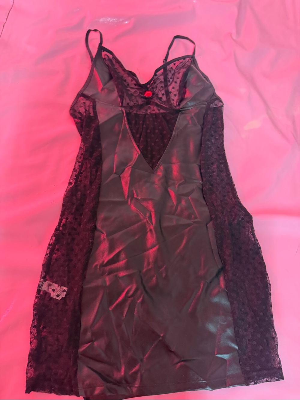 S/M lingerie / Black Sheer Mesh Slip Dress - Picture 2 of 5